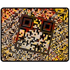 Root Humanity Bar And Qr Code Flash Orange And Purple Double Sided Fleece Blanket (medium)  by WetdryvacsLair