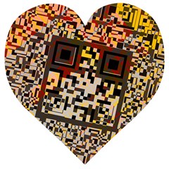 Root Humanity Bar And Qr Code Flash Orange And Purple Wooden Puzzle Heart by WetdryvacsLair