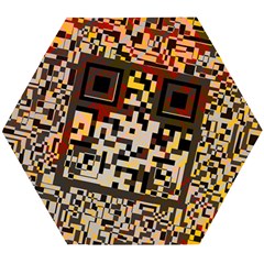 Root Humanity Bar And Qr Code Flash Orange And Purple Wooden Puzzle Hexagon by WetdryvacsLair