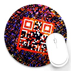 Root Humanity Bar And Qr Code In Flash Orange And Purple Round Mousepads by WetdryvacsLair