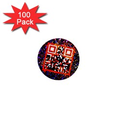 Root Humanity Bar And Qr Code In Flash Orange And Purple 1  Mini Buttons (100 Pack)  by WetdryvacsLair