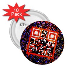 Root Humanity Bar And Qr Code In Flash Orange And Purple 2 25  Buttons (10 Pack)  by WetdryvacsLair