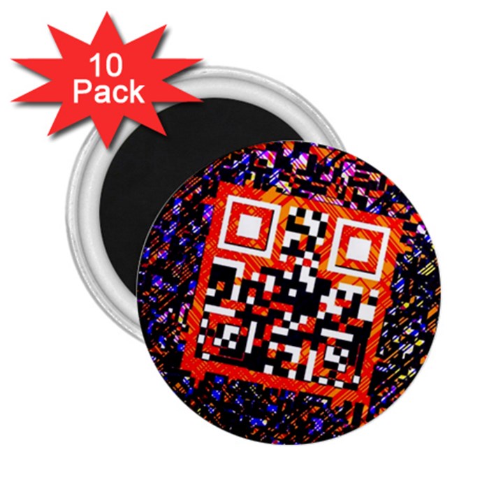 Root Humanity Bar And Qr Code in Flash Orange and Purple 2.25  Magnets (10 pack) 