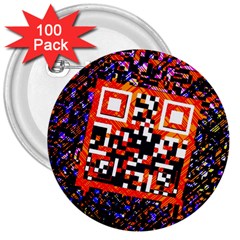 Root Humanity Bar And Qr Code In Flash Orange And Purple 3  Buttons (100 Pack)  by WetdryvacsLair