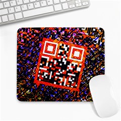 Root Humanity Bar And Qr Code In Flash Orange And Purple Large Mousepads by WetdryvacsLair