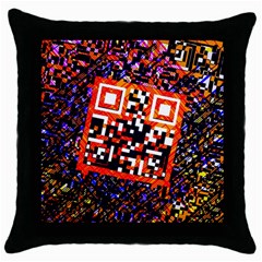 Root Humanity Bar And Qr Code In Flash Orange And Purple Throw Pillow Case (black) by WetdryvacsLair