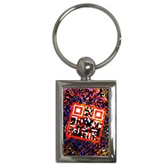 Root Humanity Bar And Qr Code In Flash Orange And Purple Key Chain (rectangle) by WetdryvacsLair