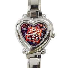 Root Humanity Bar And Qr Code In Flash Orange And Purple Heart Italian Charm Watch by WetdryvacsLair