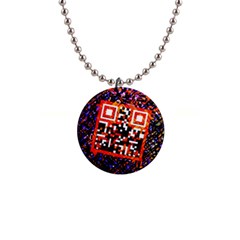 Root Humanity Bar And Qr Code In Flash Orange And Purple 1  Button Necklace by WetdryvacsLair