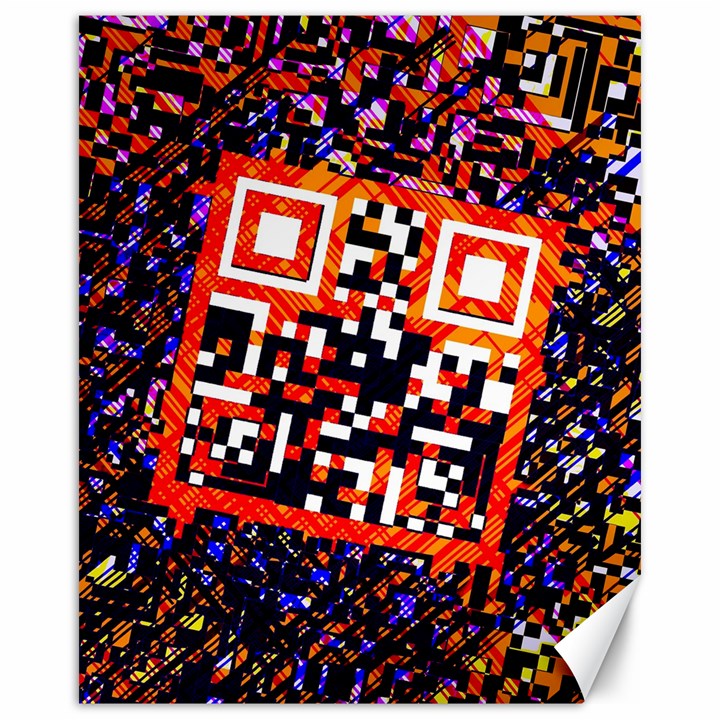 Root Humanity Bar And Qr Code in Flash Orange and Purple Canvas 16  x 20 