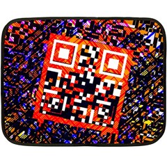 Root Humanity Bar And Qr Code In Flash Orange And Purple Fleece Blanket (mini) by WetdryvacsLair