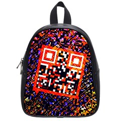 Root Humanity Bar And Qr Code In Flash Orange And Purple School Bag (small) by WetdryvacsLair