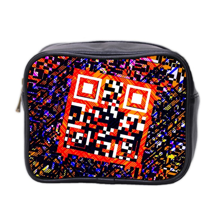 Root Humanity Bar And Qr Code in Flash Orange and Purple Mini Toiletries Bag (Two Sides)