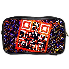 Root Humanity Bar And Qr Code In Flash Orange And Purple Toiletries Bag (two Sides) by WetdryvacsLair