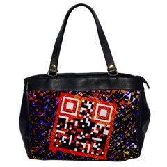 Root Humanity Bar And Qr Code In Flash Orange And Purple Oversize Office Handbag by WetdryvacsLair