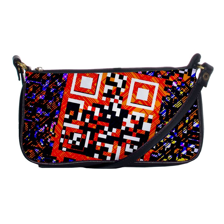 Root Humanity Bar And Qr Code in Flash Orange and Purple Shoulder Clutch Bag