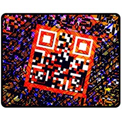 Root Humanity Bar And Qr Code In Flash Orange And Purple Fleece Blanket (medium)  by WetdryvacsLair