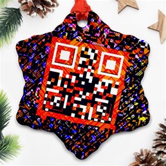 Root Humanity Bar And Qr Code In Flash Orange And Purple Ornament (snowflake) by WetdryvacsLair