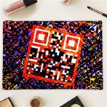 Root Humanity Bar And Qr Code in Flash Orange and Purple Cosmetic Bag (XXL) Front