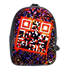 Root Humanity Bar And Qr Code In Flash Orange And Purple School Bag (xl) by WetdryvacsLair