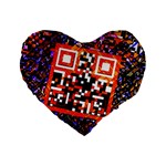 Root Humanity Bar And Qr Code in Flash Orange and Purple Standard 16  Premium Heart Shape Cushions Front