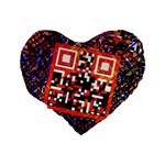 Root Humanity Bar And Qr Code in Flash Orange and Purple Standard 16  Premium Heart Shape Cushions Back