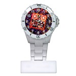 Root Humanity Bar And Qr Code in Flash Orange and Purple Plastic Nurses Watch Front