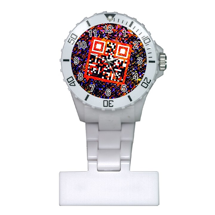 Root Humanity Bar And Qr Code in Flash Orange and Purple Plastic Nurses Watch