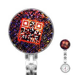 Root Humanity Bar And Qr Code In Flash Orange And Purple Stainless Steel Nurses Watch by WetdryvacsLair