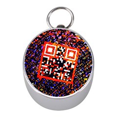 Root Humanity Bar And Qr Code In Flash Orange And Purple Mini Silver Compasses by WetdryvacsLair