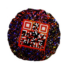 Root Humanity Bar And Qr Code In Flash Orange And Purple Standard 15  Premium Flano Round Cushions by WetdryvacsLair