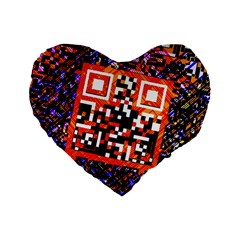 Root Humanity Bar And Qr Code In Flash Orange And Purple Standard 16  Premium Flano Heart Shape Cushions by WetdryvacsLair