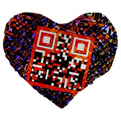 Root Humanity Bar And Qr Code In Flash Orange And Purple Large 19  Premium Flano Heart Shape Cushions by WetdryvacsLair