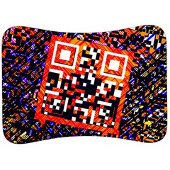 Root Humanity Bar And Qr Code In Flash Orange And Purple Velour Seat Head Rest Cushion by WetdryvacsLair