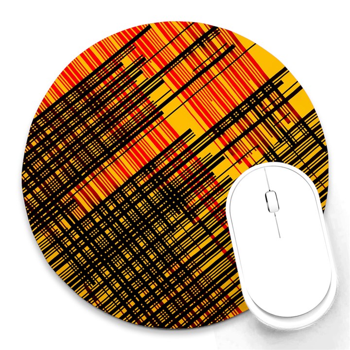 Root Humanity Orange Yellow and Black Round Mousepads