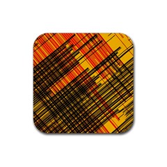 Root Humanity Orange Yellow And Black Rubber Coaster (square)  by WetdryvacsLair