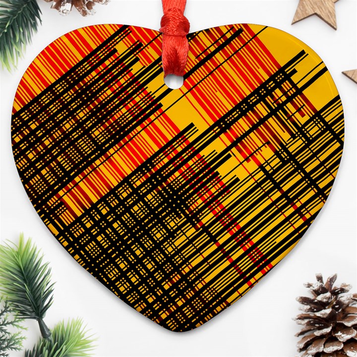 Root Humanity Orange Yellow and Black Heart Ornament (Two Sides)