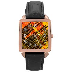 Root Humanity Orange Yellow And Black Rose Gold Leather Watch  by WetdryvacsLair