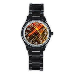 Root Humanity Orange Yellow And Black Stainless Steel Round Watch by WetdryvacsLair