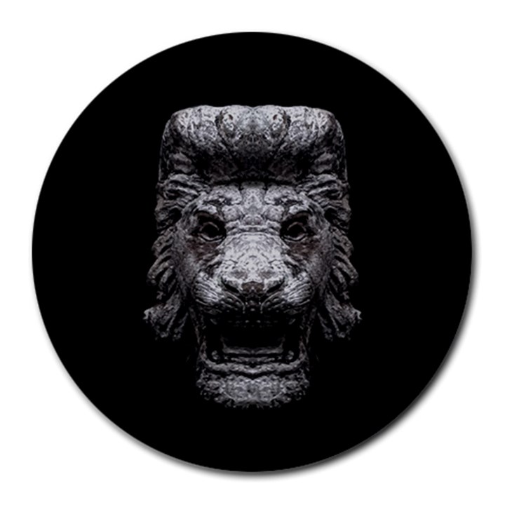 Creepy Lion Head Sculpture Artwork 2 Round Mousepads