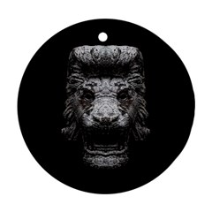 Creepy Lion Head Sculpture Artwork 2 Ornament (Round)