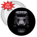 Creepy Lion Head Sculpture Artwork 2 3  Buttons (100 pack)  Front