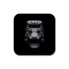 Creepy Lion Head Sculpture Artwork 2 Rubber Coaster (Square) 