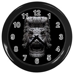 Creepy Lion Head Sculpture Artwork 2 Wall Clock (Black)