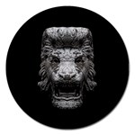 Creepy Lion Head Sculpture Artwork 2 Magnet 5  (Round) Front