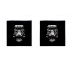 Creepy Lion Head Sculpture Artwork 2 Cufflinks (Square)