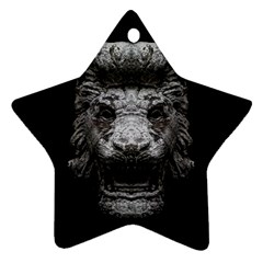 Creepy Lion Head Sculpture Artwork 2 Star Ornament (Two Sides)