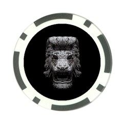 Creepy Lion Head Sculpture Artwork 2 Poker Chip Card Guard