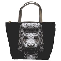 Creepy Lion Head Sculpture Artwork 2 Bucket Bag by dflcprintsclothing