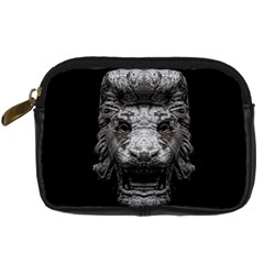 Creepy Lion Head Sculpture Artwork 2 Digital Camera Leather Case